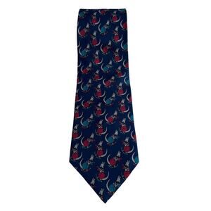 VTG Christian Dior Monsieur Boxing Kangaroo Silk Tie Novelty Designer Statement